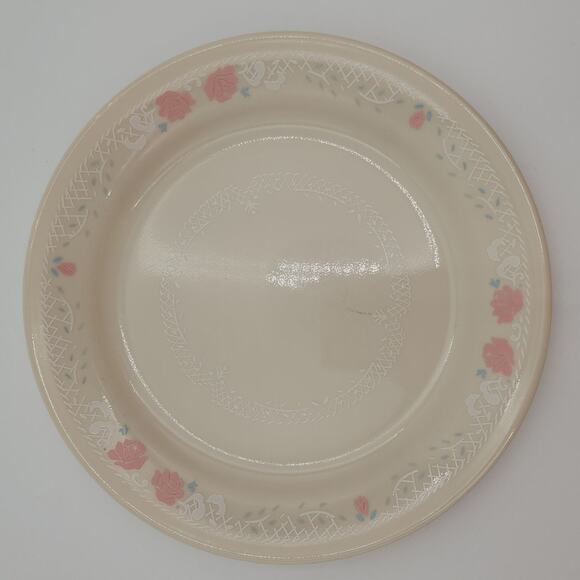 Corelle Blossoms in Lace Plate Dessert 7.25 in Beige Pink and White Lace - Picture 1 of 3